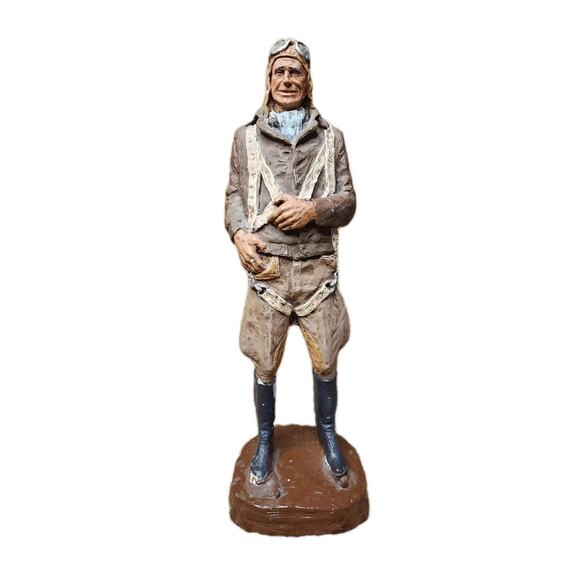Vtg Michael Garman Sculpture 1971 Retired Early Pilot Man Hand Painted Statue - Picture 1 of 8